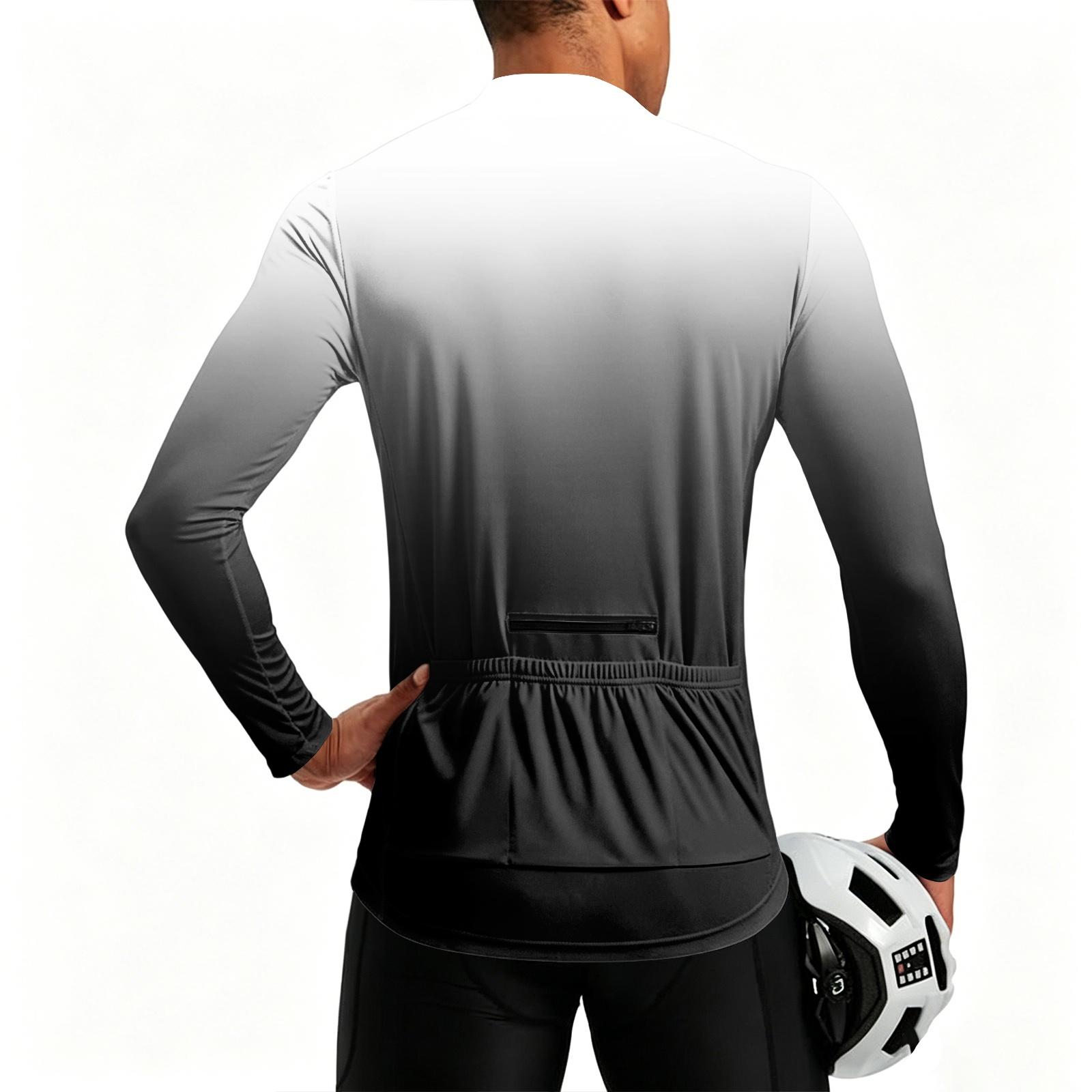 Men s Long Sleeve Cycling - Gradient Print, Zip, Round Neck, Breathable Quick-Dry L