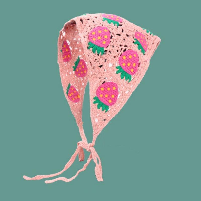 Ręcznie robiona szydełkowa trójkątna chusta na głowę: Francuski Retro, Wszechstronny, Styl Pastoralny