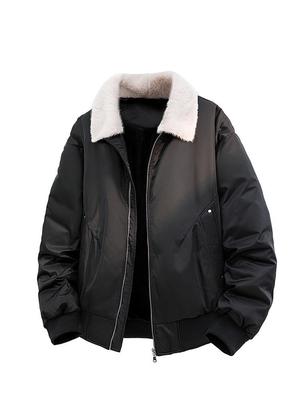 2025 Retro Fur Collar White Duck Down Winter Jacket with Fleece Lining - Thick, Warm, and Loose Niche Outerwear