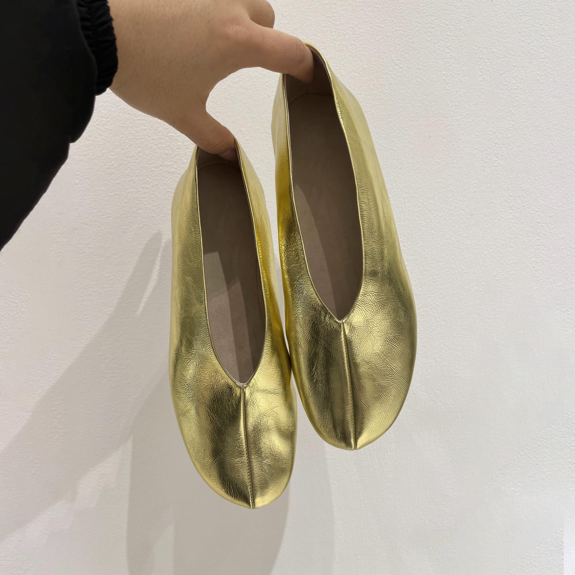 

Cowhide version~ retro simple shallow mouth inner height increase ballet single shoes women s spring versatile soft small leather shoes 40