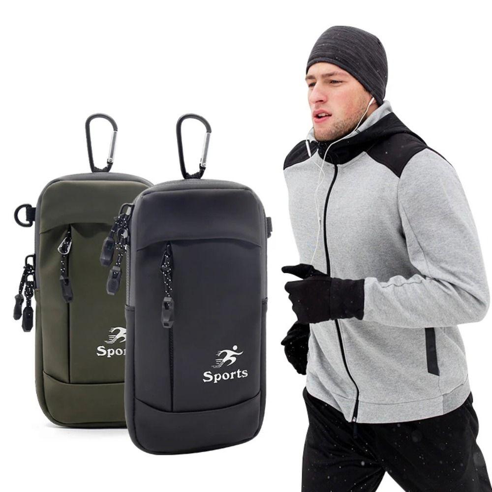 PU Leather Outdoor Running Phone Holder with Headphone Jack Jogging Bags for Phone  Unisex