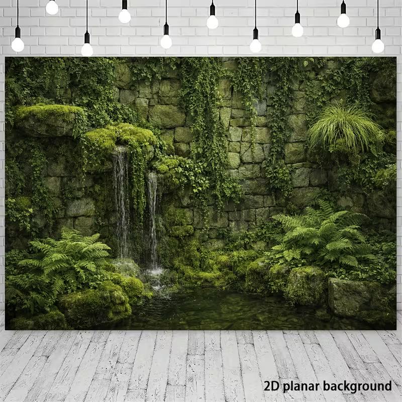 Secret Garden Banner with Ivy and Pond Photo Booth Background Cloth