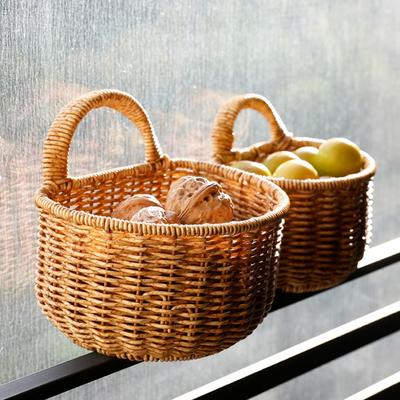 Hanging Woven Storage Basket Kitchen Storage Basket Fruit Sundries Organizer Decorative Wall Basket Organizer