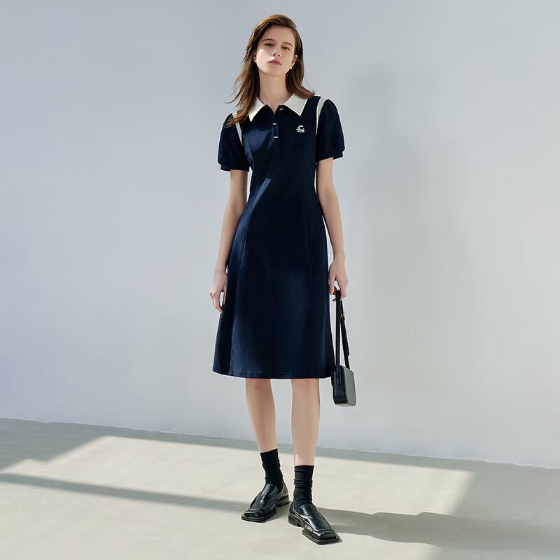 Chuyu Damen Colorblock Polo T-Shirt Kleid