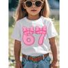 67 Six Seven Cute Bowknot Printer Children's Tshirt Summer Fashion Kids Clothing Cotton Comfortable Boys Girls Short Sleeve Tees