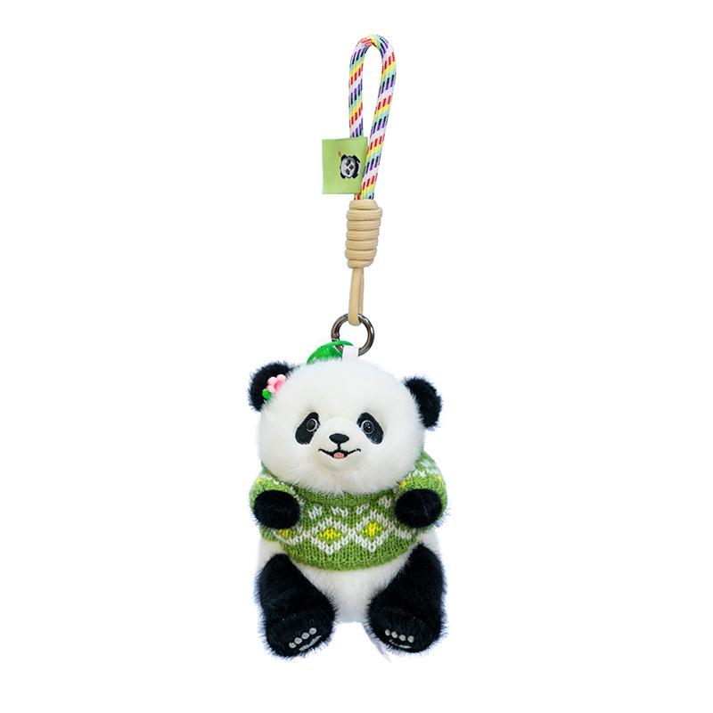 Cartoon Sweater Panda Plush Pendant for Girls Traveling Slanted Mobile Phone Clip Panda Hall Souvenir Backpack Hanging Decoration