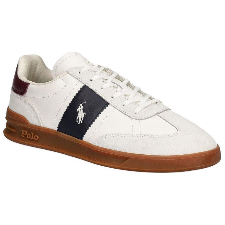 Polo Ralph Lauren Hrt Aera Pp Leder Runde Spitze Schnürung Niedrige Sneaker Herren Sneaker Weiß 809954902001