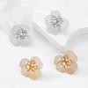 Pinkdudu Minimalist Floral Stud Earrings Gold Plated Zinc Alloy Stud Earrings Flowers with Metallic Veining Earring PD2210