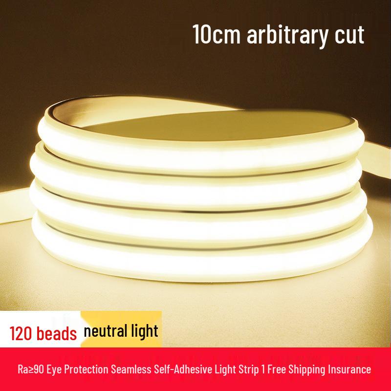 High Voltage 220V COB LED Strip Light: Super Bright, Waterproof, Self-Adhesive, Silicone-Coated for Home & Outdoor Use