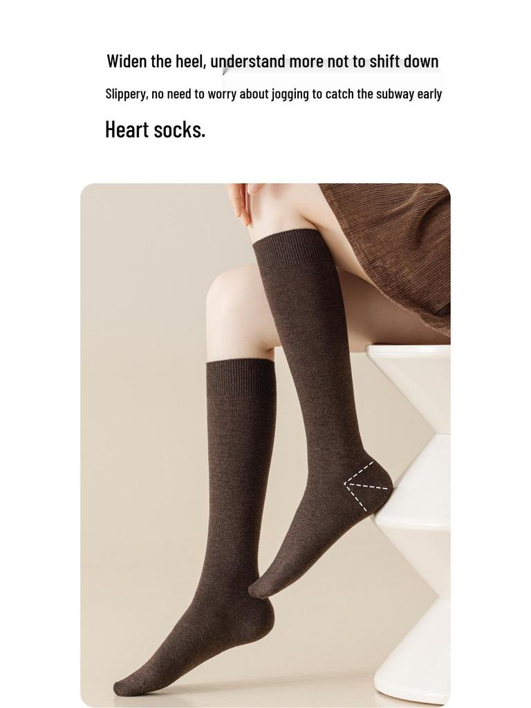 Women's Coffee Wool Compression Socks: Slimming, Non-Slip, Warm JK Long Socks for Spring, Autumn, and Winter