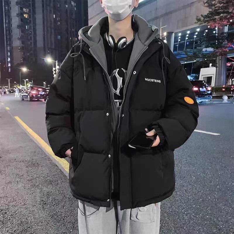 Men's Winter Cotton Printed Casual Jacket - Hong Kong & Korean Style, Thickened, Loose Fit, Stand Collar.