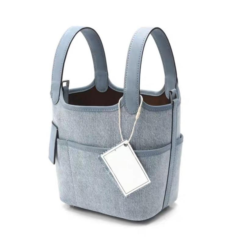 Chic Denim Cloth Bucket Bag for Women  New Vintage Large Capacity Handbags Elegant Commute Shoulder Underarm Bags