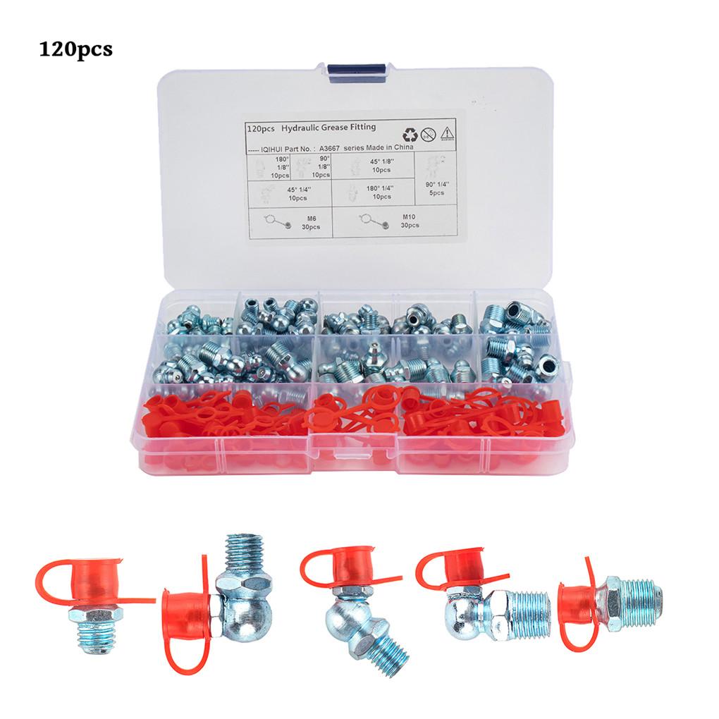 Asortyment smarowniczek 45 stopni 90 stopni prosta dysza smarowa z nasadkami, 100 szt.