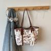 Summer Cute Carto Print Top Handle Bag Simple Shoulder Bag Women Fashi Tote Comfortable and Versatile Texture Storage Bags