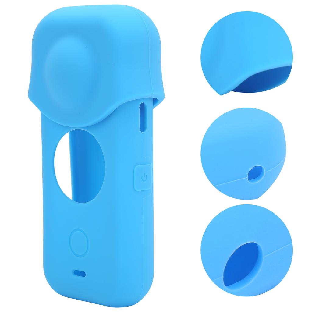 Small Panoramic Camera Silicone Protective Case with Lens Cover for Insta360 ONE X2Blue