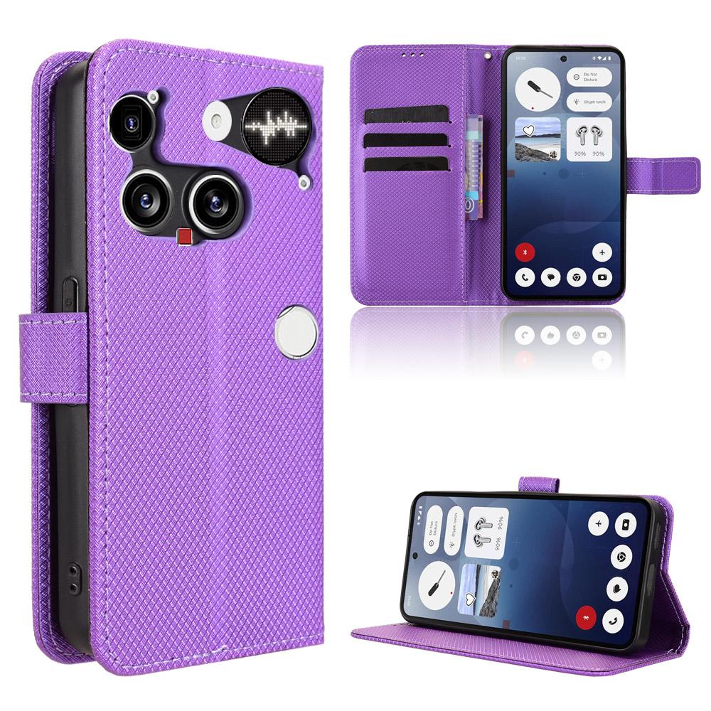 

For Nothing Phone (3) 5G Leather Wallet Case with Strap Diamond Texture Phone Cover E