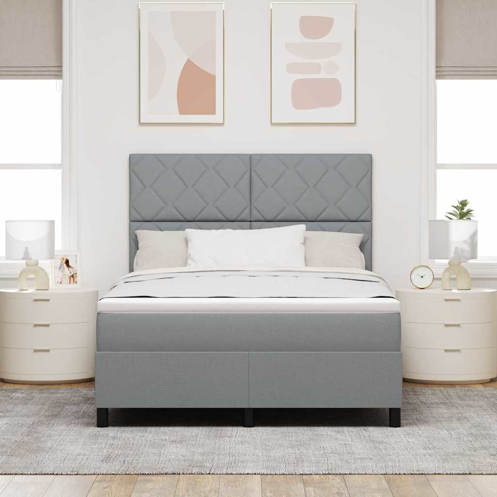 Boxspring bed with headboard Light Gray 140 x 190 cm Fabric