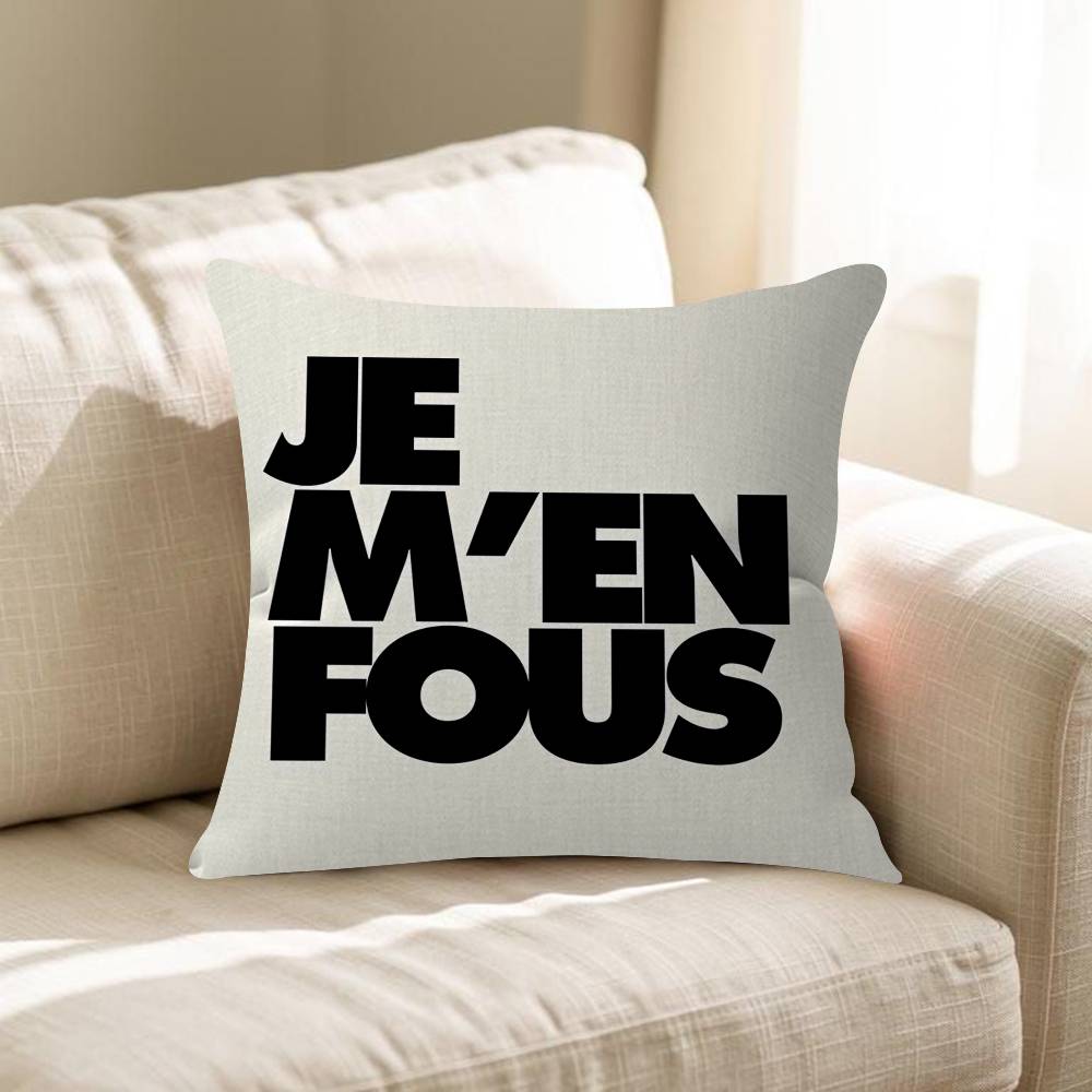 Je Men Fous French Quote Pillow Cushion Cover Pillowcase Living Room Sofa Home Decor Customized