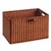 Woven Storage Baskets, Rectangular Wicker Basket with CutOut Handles, Tan Synthetic Rattan for
