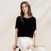Zhaojun Elegant Velvet Beaded Round Neck Short Sleeve Top