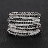 Huitan Hot Fashion Rings for Women Luxury Elegant Shiny Black CZ Finger Accessories Delicate Bright for Wedding Bridal