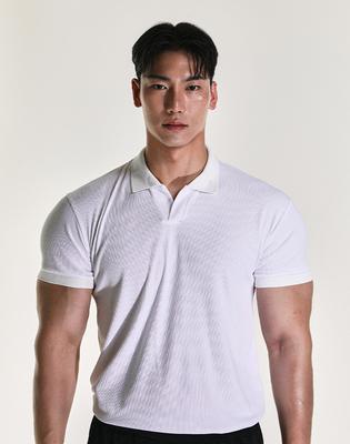 RVD Travelwear Ribbed Muscle Fit Polo Shirt (White)