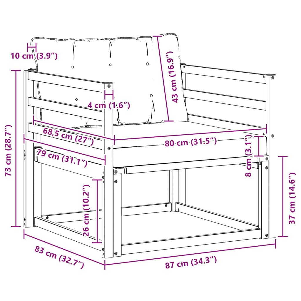 Outdoor Sofa Set Solid Acacia Wood and Textilene White