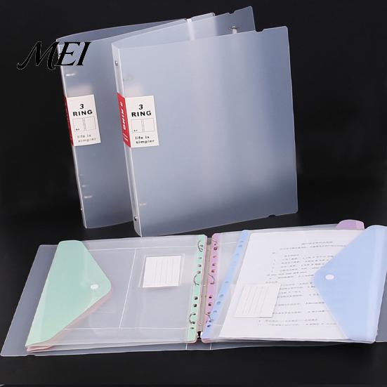 Student Exam Filing Organizer 11 Hole Expandable Binder Folders for 2/3/4 Ring Document Pouch, Plastic Envelopes Snap-on Pouch Pocket with Snap Button