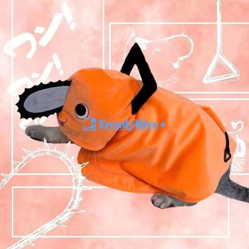 Anime Chainsaw Man Pochita Pets Cosplay Costume for Cat Dog Pet Cloak Orange