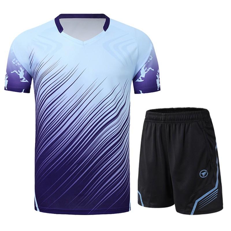 Unisex Badminton Sport Set Short Sleeve Top Shorts Men Women Kids Athletic Wear