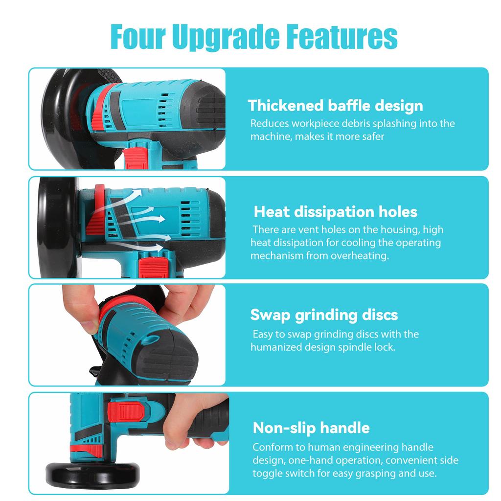 12V Mini Lithium Angle Grinder Brushed Motor EU Standard Plug 2 Batteries Rechargeable Cutting & Polishing Power Tool