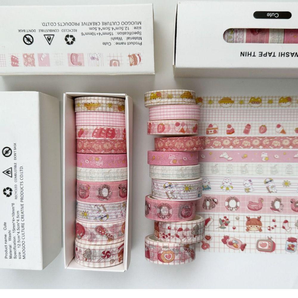 Multi-Pattern DIY Journals Tape Adhesive Deco Art Supplies Vintage Style Washi Tape Set