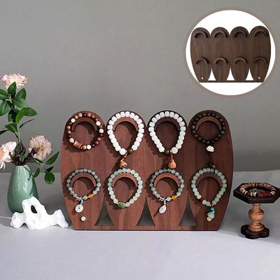 Wood Necklace Display Stand Hand Bangle Jewelry Holder Portable Bracelet Tray  Gift