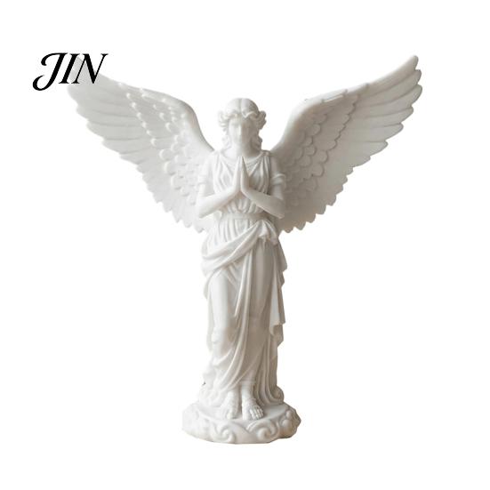 Matte Angel Decor 3D Printed Praying Figurine, Retro Guardian Angle Statue, Decorative Statue Artistic Winged Women Decoration for Home Office,