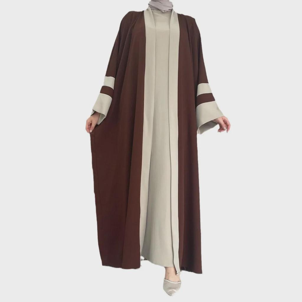 Middle Eastern Women's Abaya Cardigan Set – Dubai Style Long Skirt Two-Piece