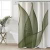 of Green Leaf Patterned Digital Printed Polyester Shower Curtain, Waterproof, No Drilling Required, Bathroom Partition Curtain