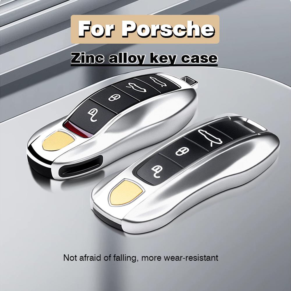 AABKT1 For Porsche Cayenne Panamera Macan Cayman 718 911 Taycan Gloss Chrome Key Shell Car Key Case Metal Material