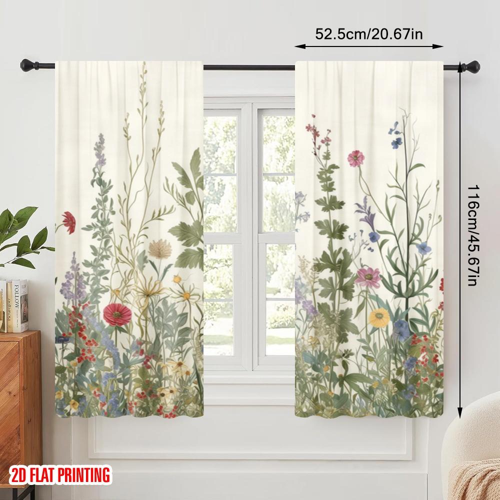 2 Stück, 2D-Flachdruck Beliebte Vorhänge Wildblumengarten Vielseitiger Polyesterstoff (ohne Stange) Außendekorationen für