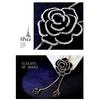 Black Rose Flower Long Necklace Sweater Chain Metal  Pendant Necklaces Adjusted