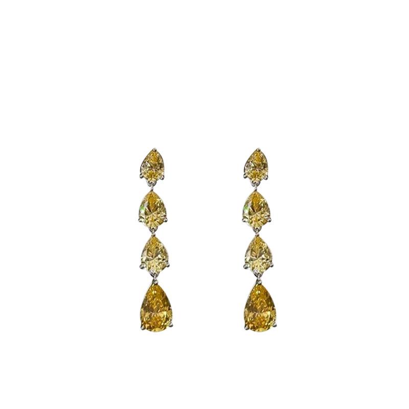 Gra High Jewelry Necklace Set Sexy Y-Shaped Yellow And White Diamond Mixed Chain Light Luxury Color Treasure Stud Earrings Pendant Women
