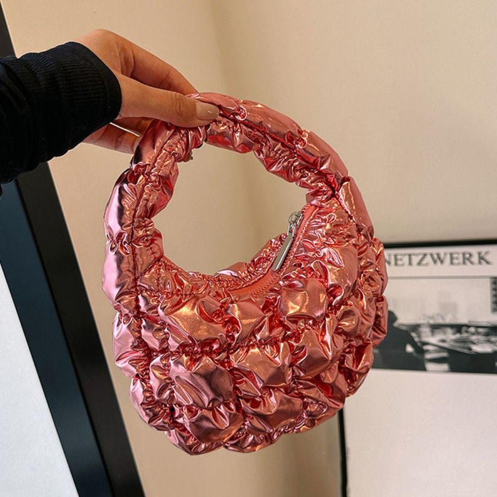 Mini Cloud Bubble Handbag Nylon Underarm Bag Sweet Pleated Cloud Bag  Office Worker