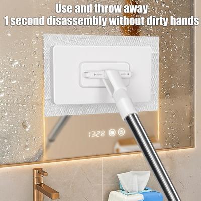 Snap Grip Mini Wischmopp Zero Touch Tuchwechsel Fauler Wischmopp Langer Griff Flachmopp Verriegelungskopf mit Wischtuch für Feuchte und Trockene Anwendung Zuhause Badezimmer