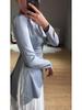 Elegant Women's Long-Sleeve Formal Dress with Waist-Cinching, Light Summer 2025 European & American Style