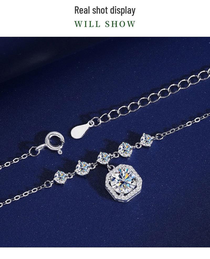 S925 Sterling Silver Small Square Sugar Necklace - Luxury Clavicle Chain Gift for Women