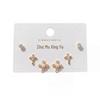 Elegant Rhinestone & Pearl Cross Stud Earrings Set for Women - Three-Piece Luxurious Accessory Collection