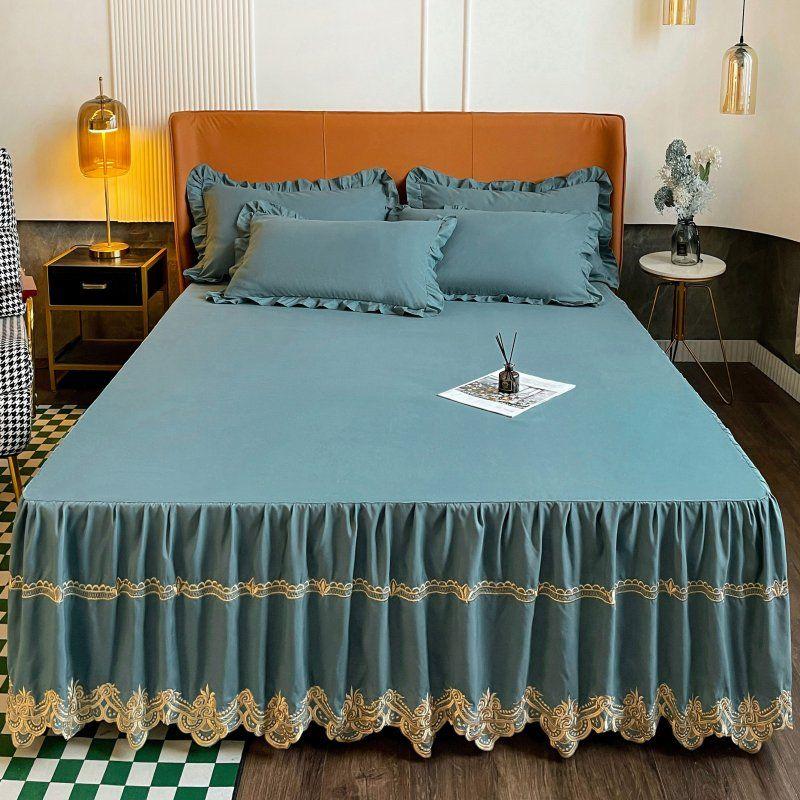 

Роскошная юбка с вышивкой, простыня, гладкая, удобная, дышащая, покрывало для сна, простое покрывало для спальни 150x200cm 1pc