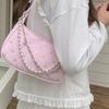 Korejský styl kapesní taška módní nová perlová řetízková taška sladká a roztomilá zipová axilární taška pro ženy pevná crossbody taška přes rameno