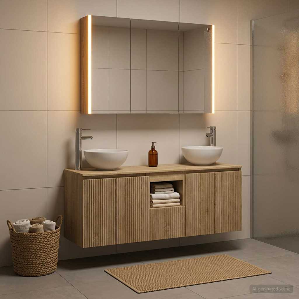 Bathroom Cabinet Set 4 pcs Sonoma Oak 103.5 x 15.5 x 70 cm