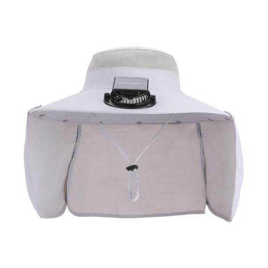 Fan Hat Wide-Brimmed Shawl Fishing Hat with Dual-Power Fan Design