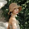 1 Pcs New Sun Sunshade Hat for Women Folding Bow Japanese Artistic Resort Beach Straw Weaving Hat